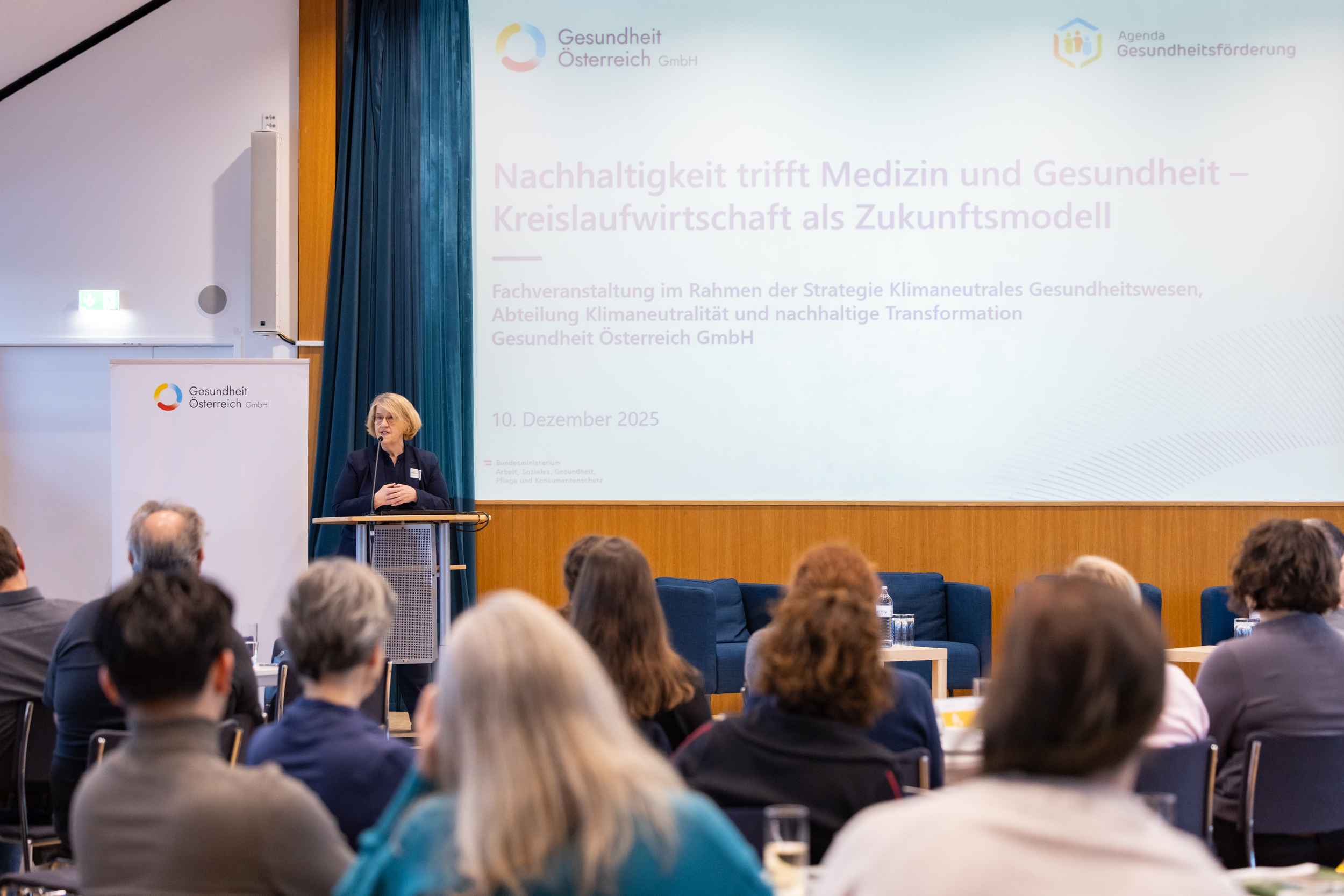 Dr.in Ruperta Lichtenecker hält einen Vortrag bei der Fachkonferenz.