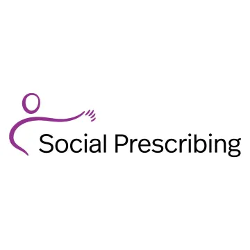 © GÖG Logo mit stilisierter lila Figur und Text ‚Social Prescribing.